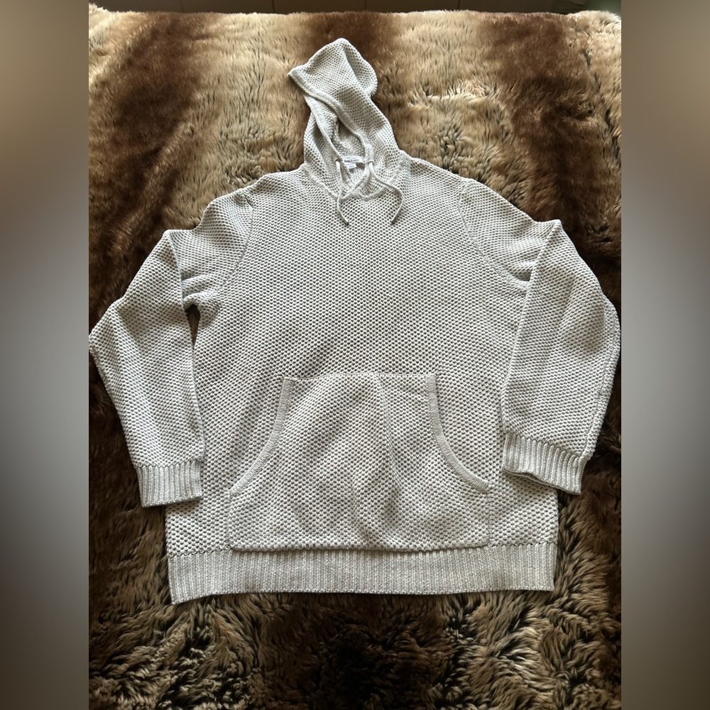 Calvin Klein White Waffle-Knit Pullover Hoodie – Women’s Medium, NWOT